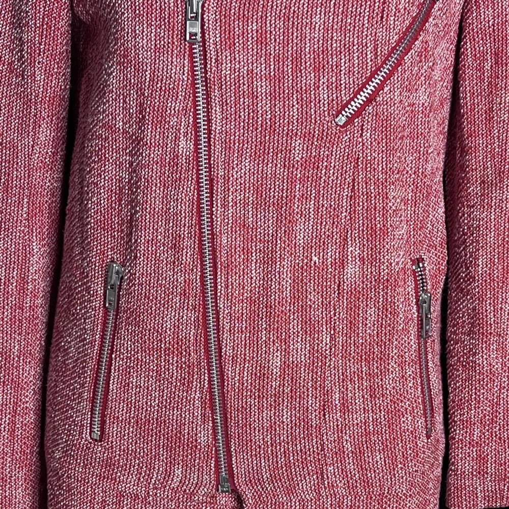 Vintage Belaire Red White Tweed Zip Up Sweater Coat  Metal Zippers Pockets S - Picture 10 of 12